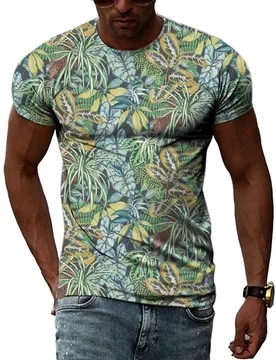 Summer New Men's Floral Pattern 3D T-shirt Street Hip Hop Personality Print Tops Trendy Fashion Round Neck Short Sleeve Clothing - Aliexpress - FashionsVida