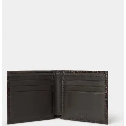 Billetera plegable de piel estampado cocodrilo