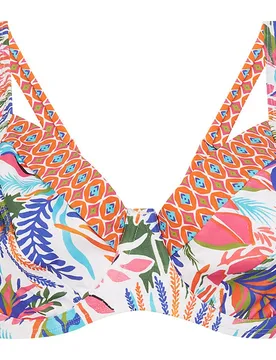 Top de bikini de capacidad con tirantes regulables y estampado combinado - Dolores Cortés - FashionsVida