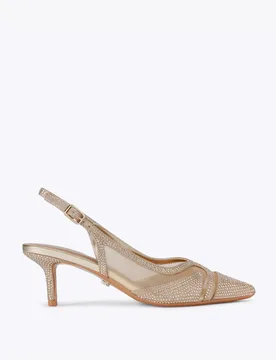 Embellished Stiletto Heel Slingback Shoes Gold female - Carvela - FashionsVida