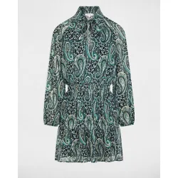 Vestido corto con cuello lavallière