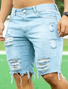Pantalones cortos vaqueros de corte slim con estilo casual lavado para hombre 38 - Shein - FashionsVida