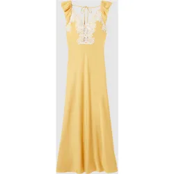 Vestido largo de satén con encaje