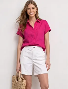 Dropped Shoulder Bluse aus Leinen female Pink - Street One - FashionsVida
