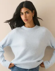 Crew Neck Relaxed Jumper with Wool Blue female