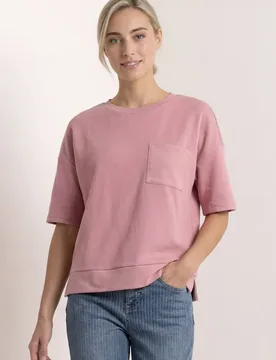 T-Shirt mit Rundhals und Struktur female Rosa - Street One - FashionsVida
