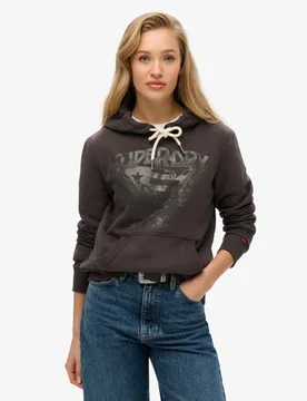 Superdry Women's American Eagle Hoodie Schwarz - Größe: 42 - 79.99 - FashionsVida