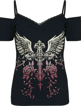 Rock T-Shirt - Mystical Flowers - S bis XL - für Damen - Größe M - schwarz - Frauen - female - Rock Rebel by EMP - FashionsVida