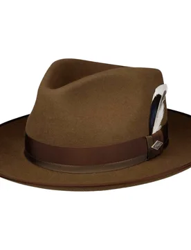 Thornley Fur Felt Fedora Hat by - brown - Female - Size: XL (60-61 cm) - JJ Hats - FashionsVida