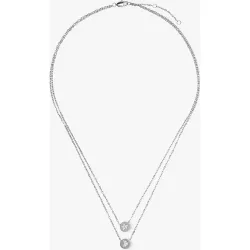 Collar de acero inoxidable corto doble con abalorios decorativos
