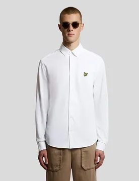 Men's Cotton Oxford Jersey Shirt in White - Lyle & Scott - FashionsVida