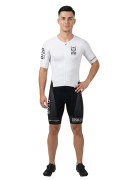 Black & White Short Sleeve Trisuit Black / White M Men - OTSO - FashionsVida