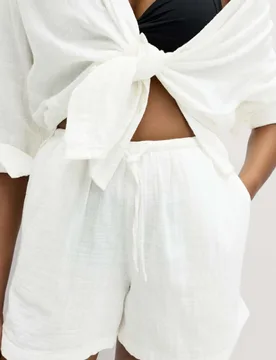 Pure Cotton Double Cloth Shorts Soft White female - M&S - FashionsVida