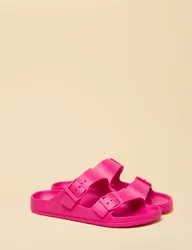 Double Strap Buckle Sliders Light Pink female