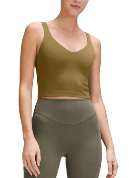 Align Tank Top Womens Sports Bra Lightweight Gym Running Yoga - Khaki Nylon - Size 6 Uk - Lululemon - FashionsVida