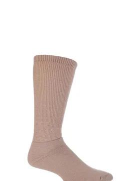 Pair Beige Wool Diabetic Socks Men's 11-13 Mens - - Brown - Size: 11-13 Mens - HJ Hall - FashionsVida
