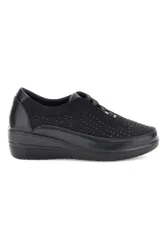 Sneaker Nera con Strass e Inserti Lisci MIN73 39