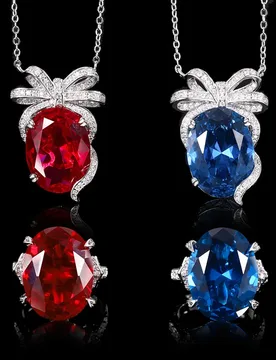 Bestselling Jewelry Red Ruby Blue Spinel Bow Elegant Set15*20 - Aliexpress - FashionsVida
