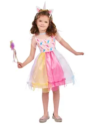 Einhorn Kostüm für Mädchen rosa-gelb-blau - female