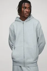 Herren Tall Basic Regular Zip-Hoodie Sweatshirt Grey Marl Größe Small