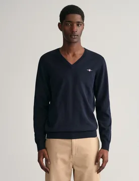 Mens Sweater - Navy Cotton - Size Large - Gant - FashionsVida