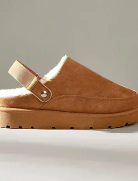 Zapatos de plataforma de terciopelo cálidos y versátiles de moda para mujer, de alta gama, de punta cerrada, de suela plana, con opción de ponerse - Shein - FashionsVida
