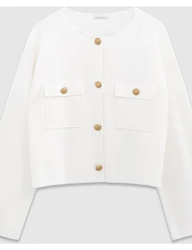 Cárdigan de mujer corto con bolsillos parche - IKKS - FashionsVida