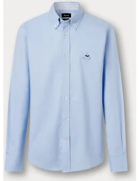 Camisa oxford de hombre lisa fit club con logo birdie - FACONNABLE - FashionsVida