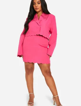 Womens Plus Scallop Mini Skirt - Pink - Size 26 Uk - Boohoo - FashionsVida