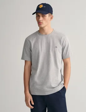 Mens Regular Fit Short Sleeve Shield Logo T-Shirt - Melange - Size Small - Gant - FashionsVida