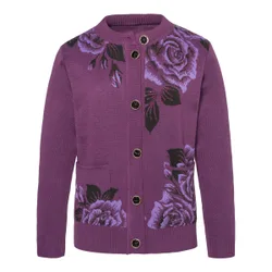 Wärme-Cardigan „Rosenwelt“ lila M Damen
