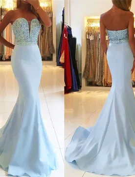 Customized Sweetheart Mermaid Blue Evening Dress Party Elegant Vestidos De Festa Prom Gown Formal Occasion Dresses - Aliexpress - FashionsVida