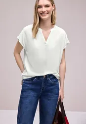 Blusenshirt in Unifarbe mit Split Neck female Weiß
