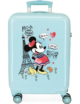 Maleta infantil 2 ruedas multidireccionales Minnie Around The World Turquesa rígida con capacidad de 34L - Disney - FashionsVida