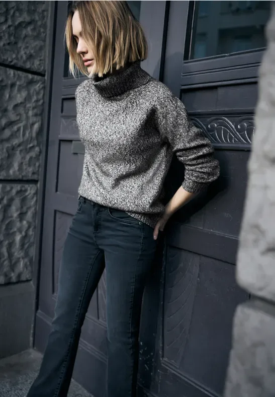 Street One Mouliné Pullover female Schwarz - Street One Studio - FashionsVida