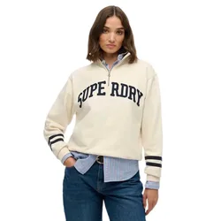 Felpa Con Mezza Zip Athletic Essential Applique Desert Bone Off White 2XS
