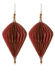 Origami Weihnachts-Aufhänger Rauten 2 Stück rot-goldfarben 13 cm