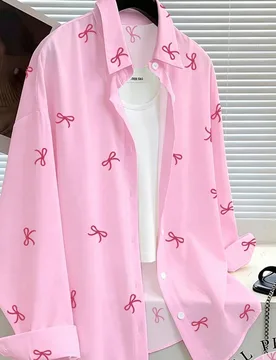 Camisa de manga larga holgada con estampado de lazo para mujer XL - Shein - FashionsVida