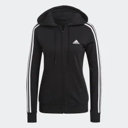 Felpa con cappuccio Essentials French Terry 3-Stripes Full-Zip XS Black / White
