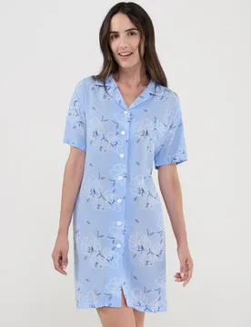 Camisón de mujer cortoabierto botones estampado - Lohe - FashionsVida