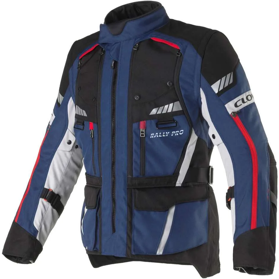 Giacca Moto RALLY PRO WP Navy Nero taglia 3XL - Clover - FashionsVida