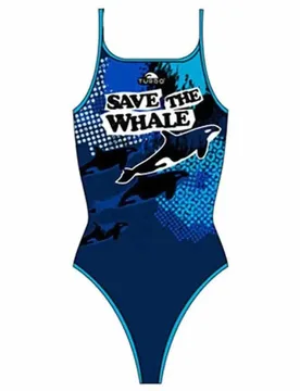 Save The Whale Thin Strap Swimsuit Navy 7-8 Years Girls - TURBO - FashionsVida