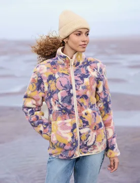 Hennie Womens Printed Borg Jacket - Pink - Pink - Size: 12 - Animal - FashionsVida