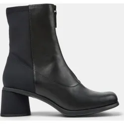 Botines de mujer de piel con cremallera frontal y tacón de bloque