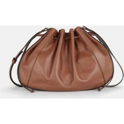 Bolso crossbody Sandra Fleckled con bandolera ancha y cierre de cordón en piel lisa