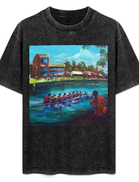 Head of the River Nagambie VIC - artist Bob Gammage T-Shirt Basic Solid Tee for Daily Use - Aliexpress - FashionsVida