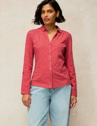 Pure Cotton Printed Collared Shirt Pink female