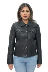 Womens Trucker Jeans Jacket-Anderlecht - Black - Size 16 Uk