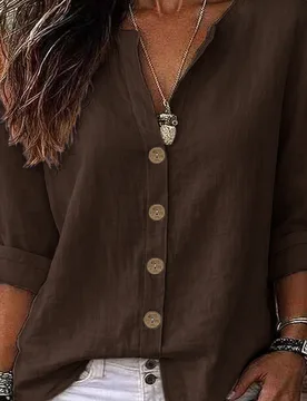 Blusa de color liso con botones delanteros XL - Shein - FashionsVida