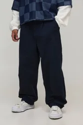 Herren Balloon Fit Half & Half Bund Gewaschene Twill Hose Dark Navy Größe Large